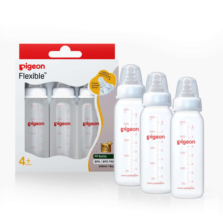 Anti Colic Feeding Bottle | Pigeon Peristaltic Nursing Bottle Rpp 240ml (White) Nipple M
