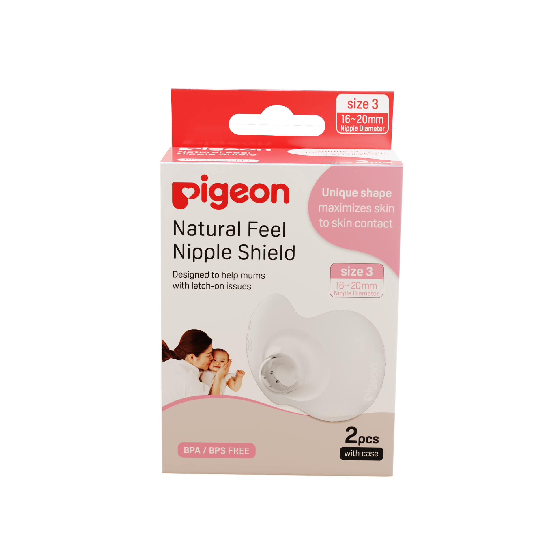 Natural Feel Nipple Shield 2pcs Size 3  with  case