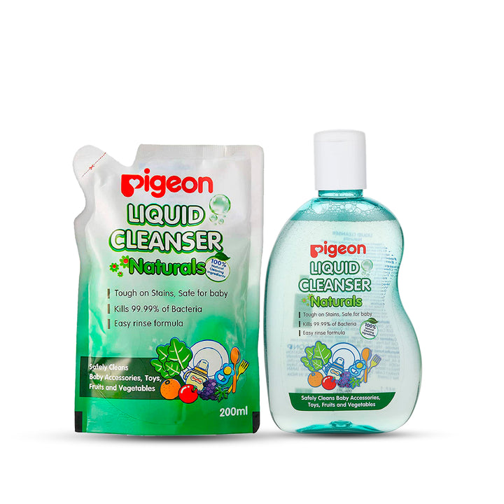 Liquid Soap for Baby Bottles | PIGEON LIQUID CLEANSER 200 ML NATURALS COMBO (BOTTLE + REFIL)