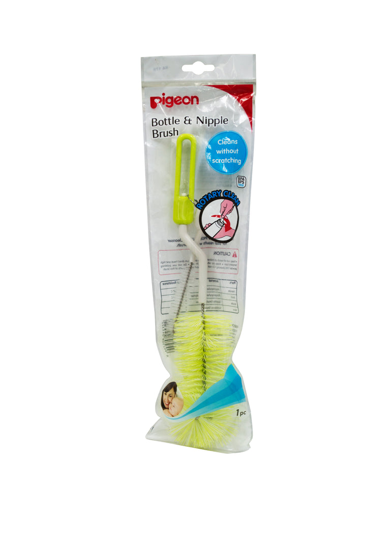 Baby Bottle Cleaner Brush | Pigeon Nylon Brush for Bottle and Nipple, Y-Green/Purple