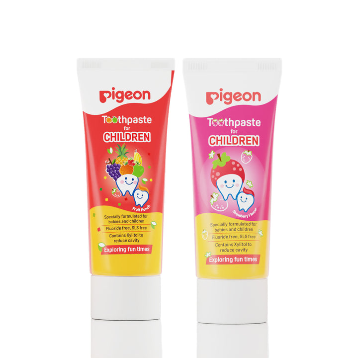 Toothpaste for 2 Year Baby | Pigeon Toothpaste for Children - Strawberry and Fruit Punch (Pack of 2)
