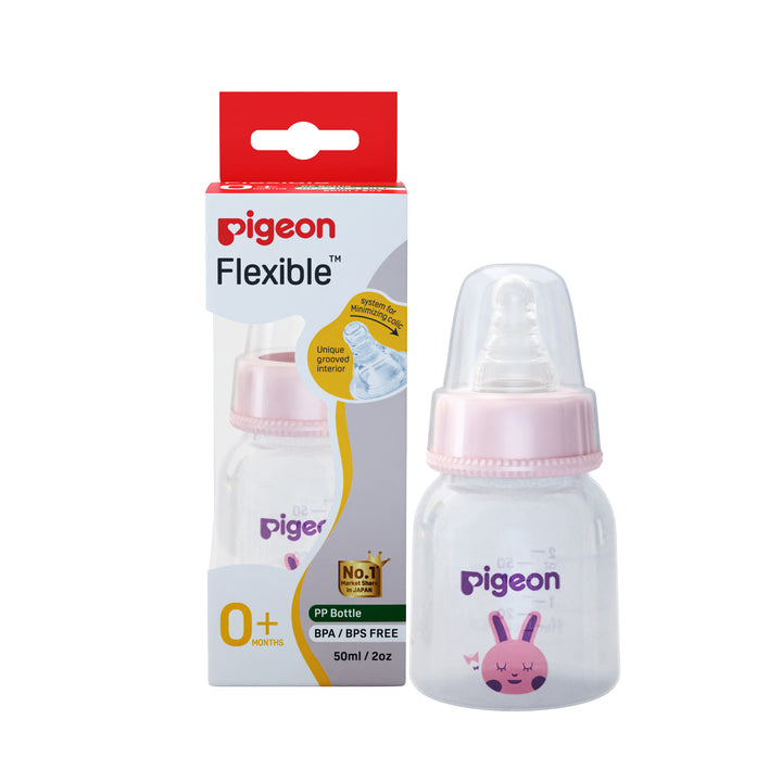 Cute Baby Milk Bottle | Pigeon Peristaltic Nursing Bottle Rpp 50ml (Pink) Rabbit