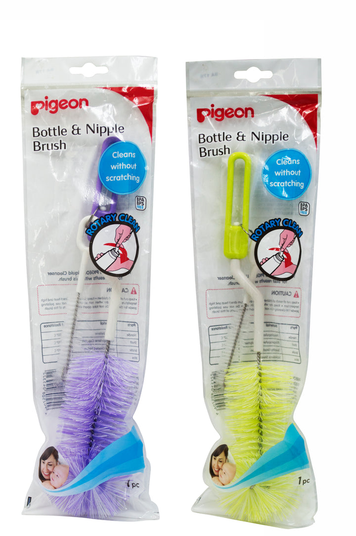 Pigeon Nylon Brush for Bottle and Nipple, Y-Green/Purple