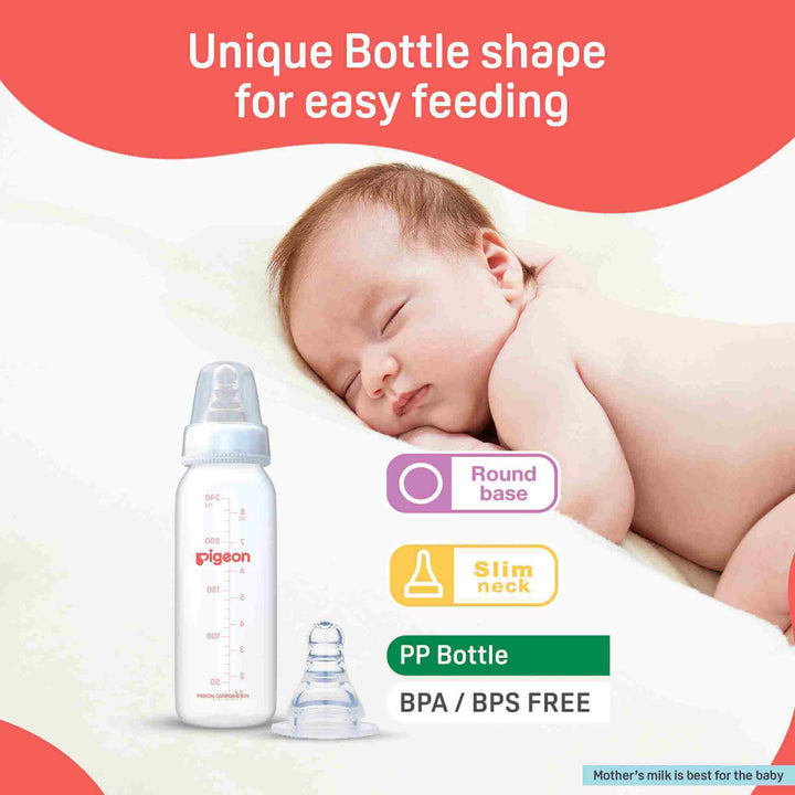 Pigeon Peristaltic Nursing Bottle Rpp 240ml (White) Nipple M