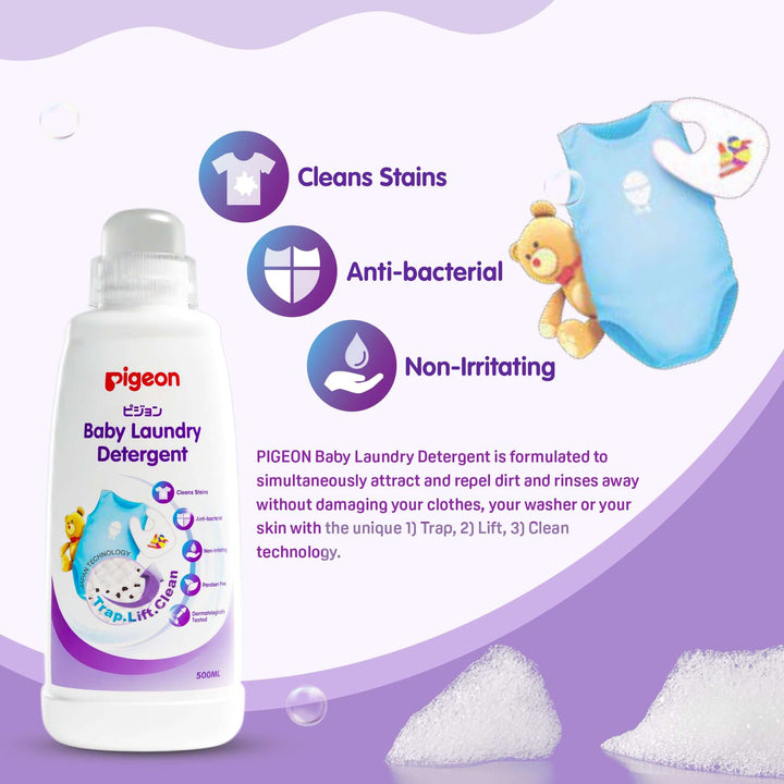 Pigeon Liquid Detergent Laundry Liquid for Baby Clothes Fabric Care 500ml Bottle