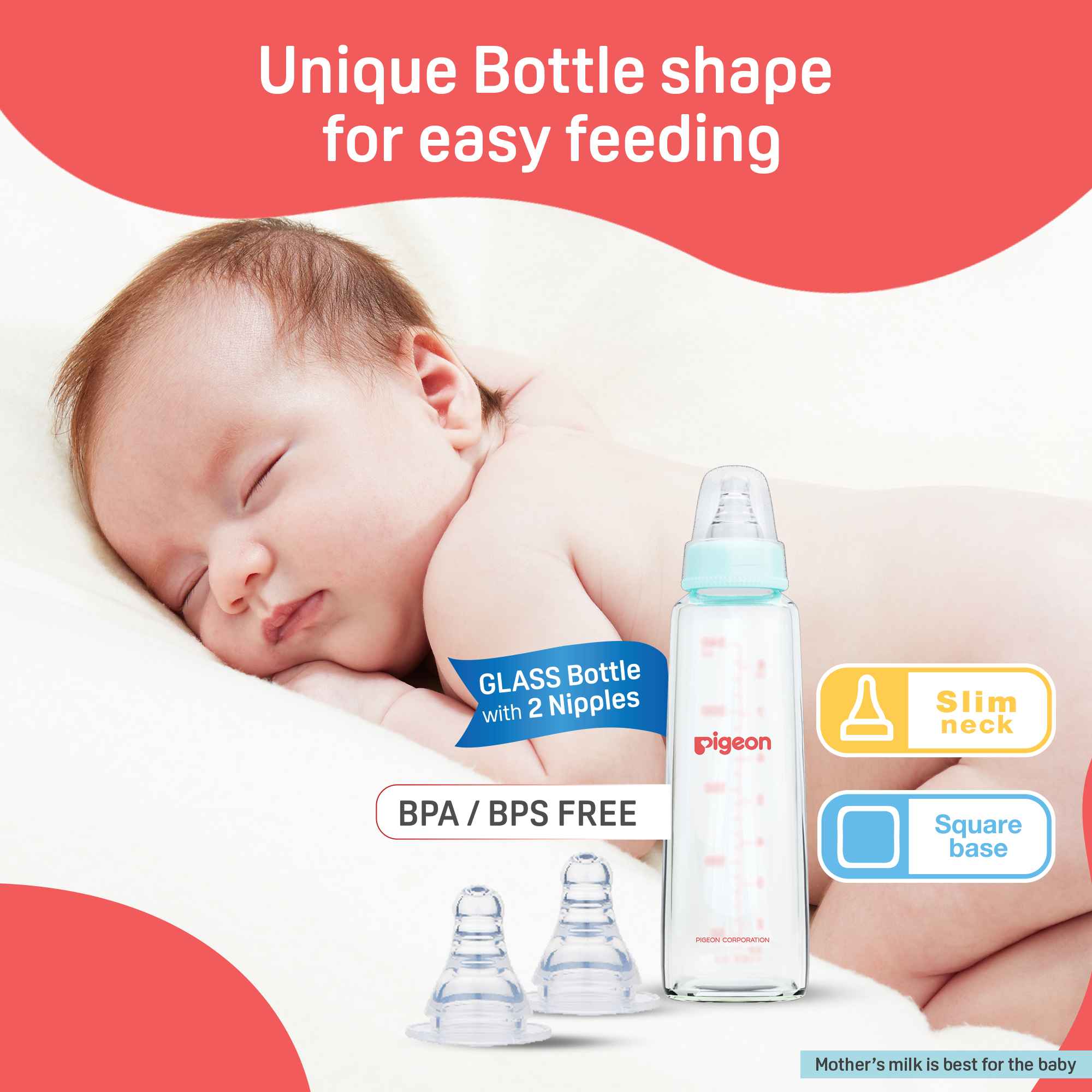 Glass Feeding Bottle 200ml with Add Nipple M