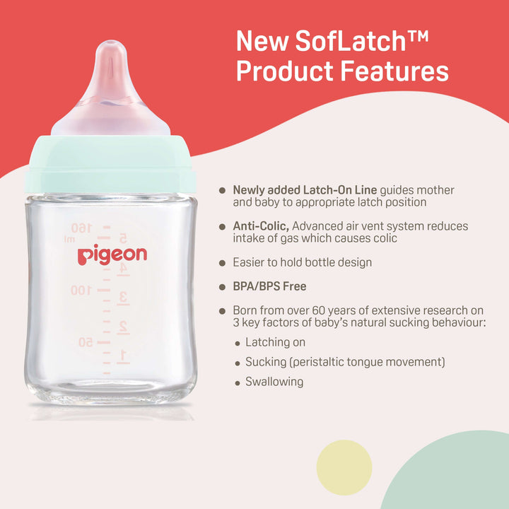 Pigeon Wn3 Glass Nursing Bottle with Nipple 160ml