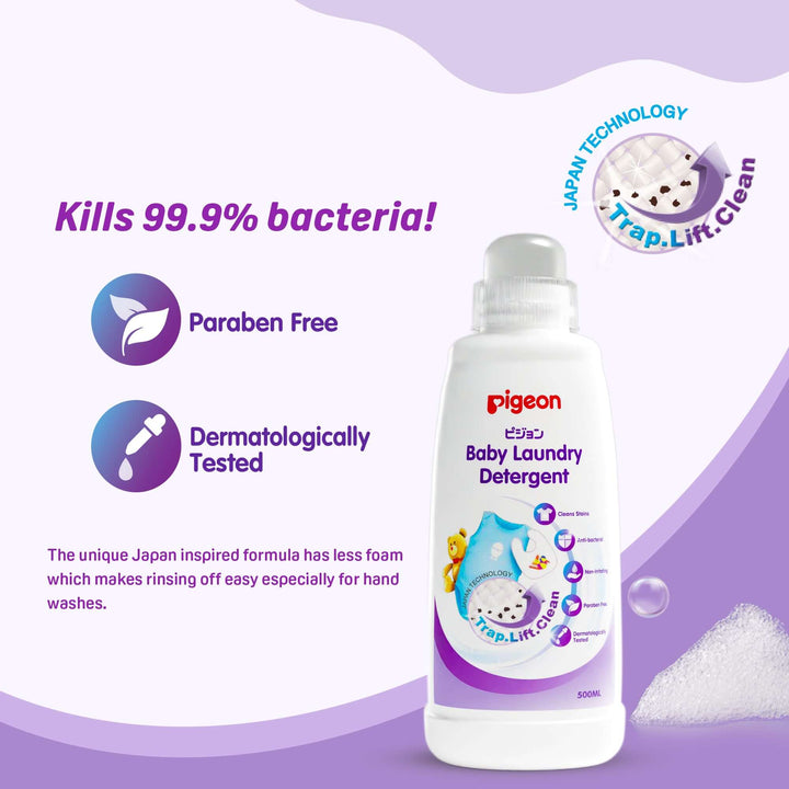 Pigeon Liquid Detergent Laundry Liquid for Baby Clothes Fabric Care 500ml Bottle