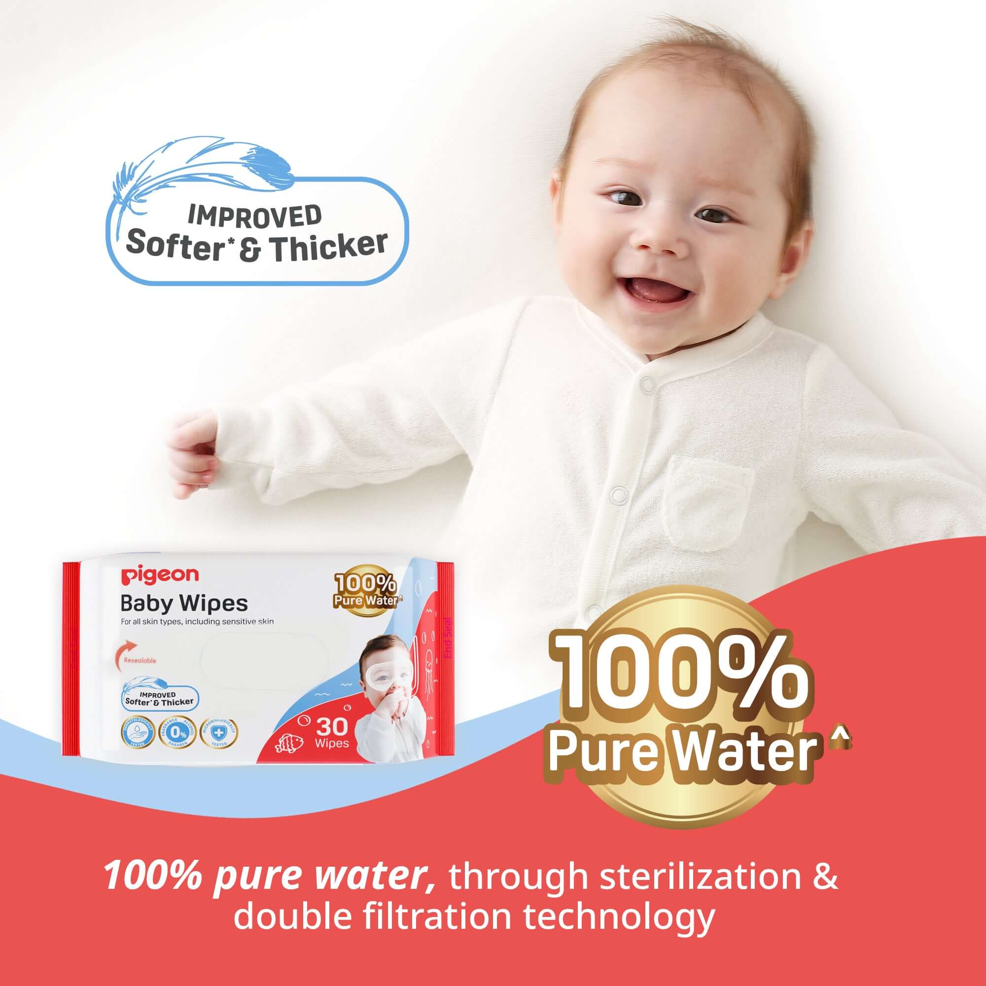Pigeon Baby Wipes Pure Water 30S Sheets