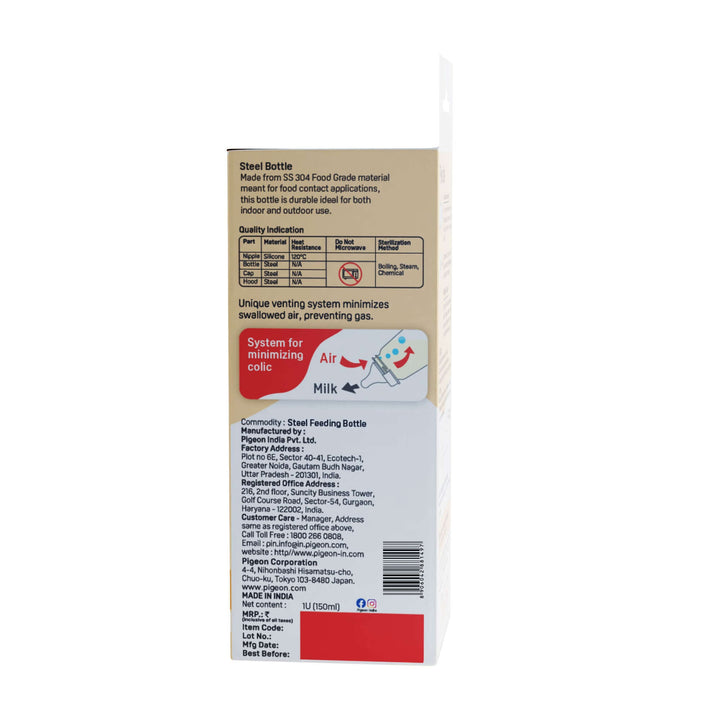 Slim Neck Steel Feeding Bottle 150ml M Size