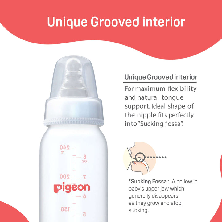 Pigeon Peristaltic Nursing Bottle Rpp 240ml (White) Nipple M
