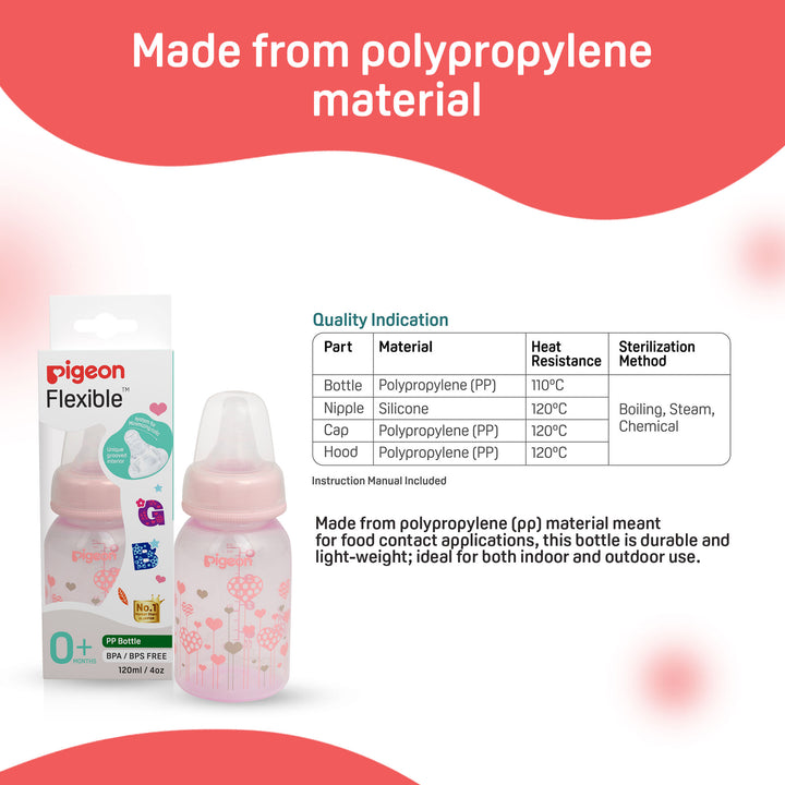 Pigeon Peristaltic Clear Nursing Bottle Rpp 120ml Abstract