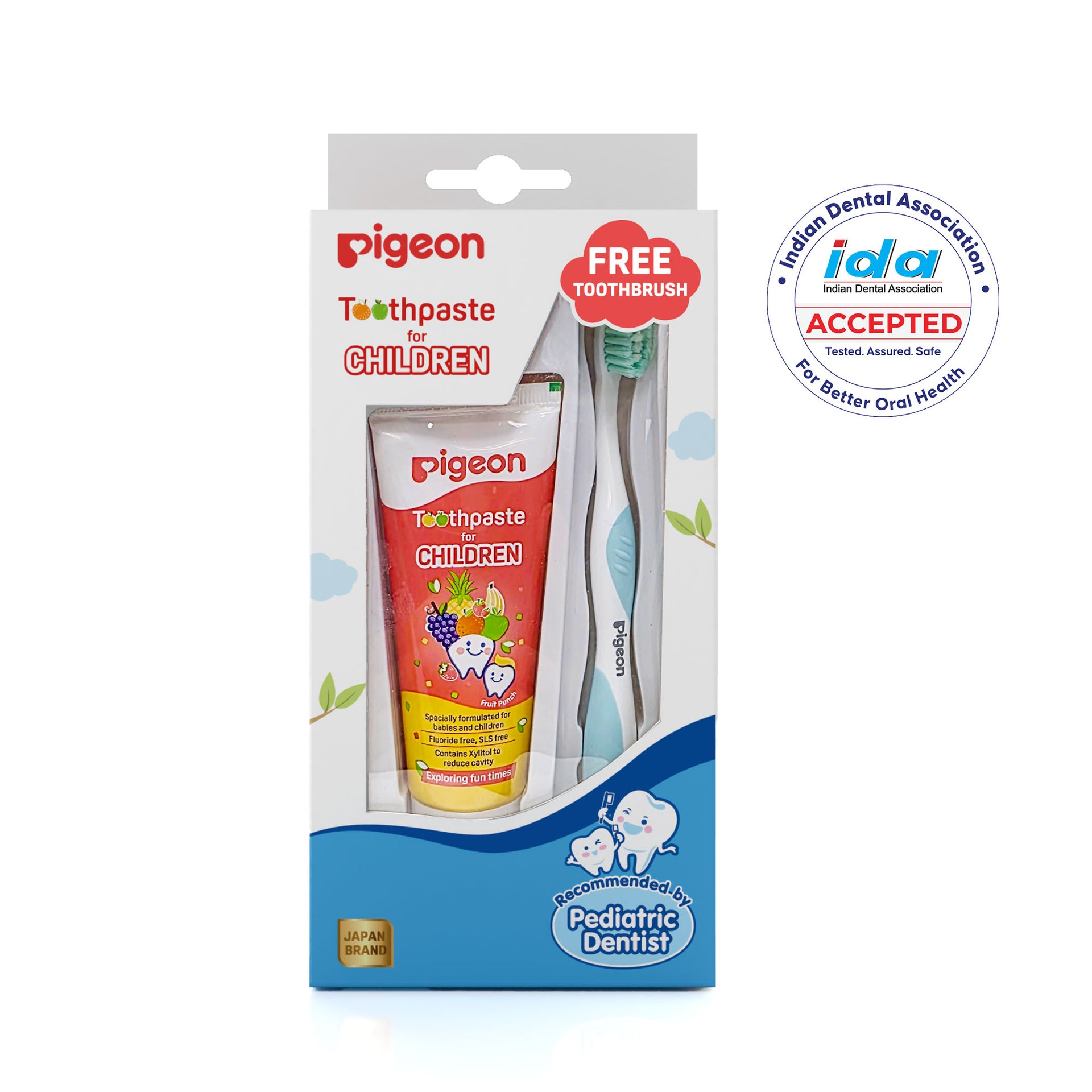 TOOTHPASTE FOR CHILDREN FRUIT PUNCH 45GM  With Free kid's toothbrush (Blue)