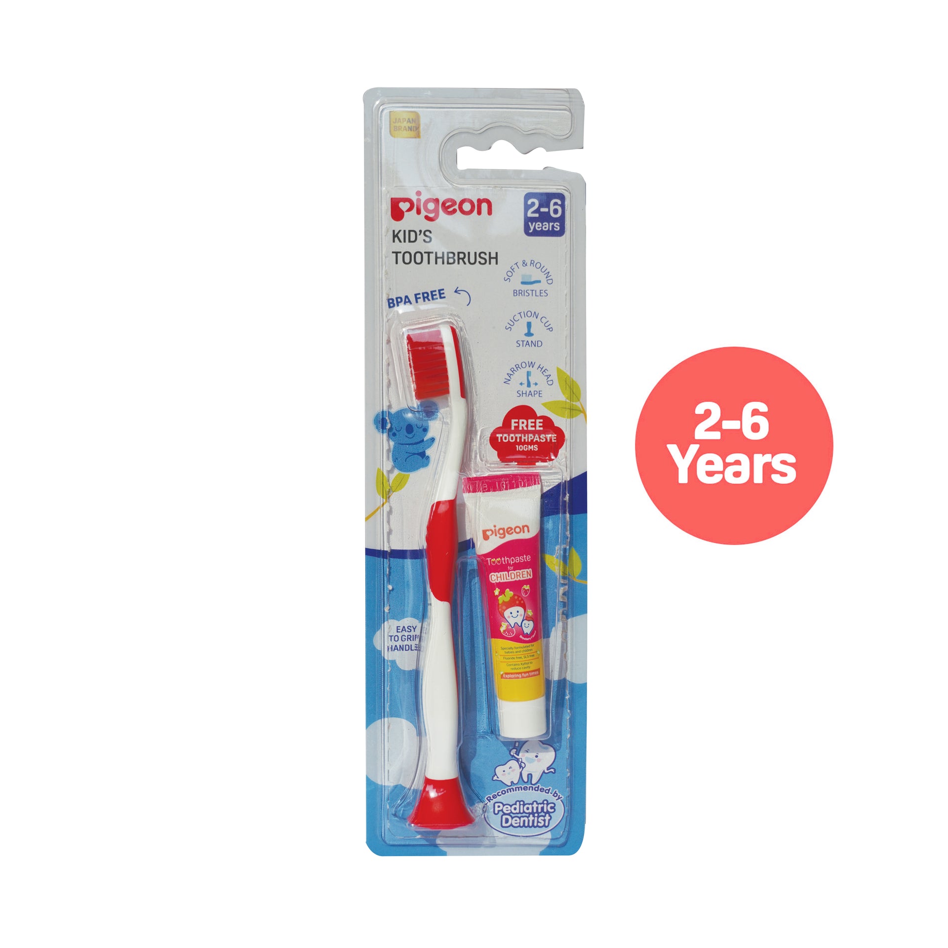KIDS TOOTHBRUSH WITH FREE TOOTHPASTE FOR CHILDREN STRAWBERRY 10 GM  2-6 Years