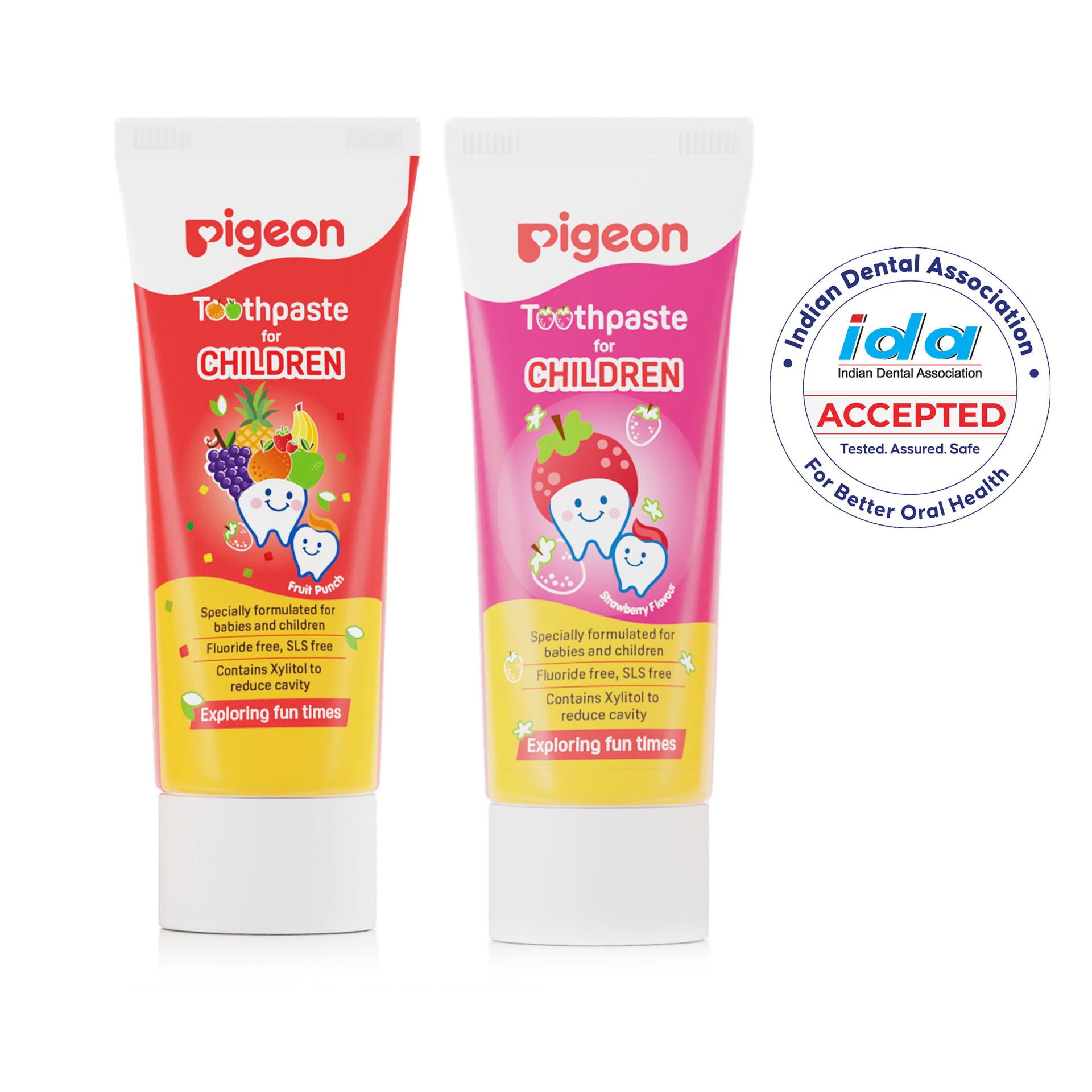 Pigeon Toothpaste for Children - Strawberry and Fruit Punch (Pack of 2)