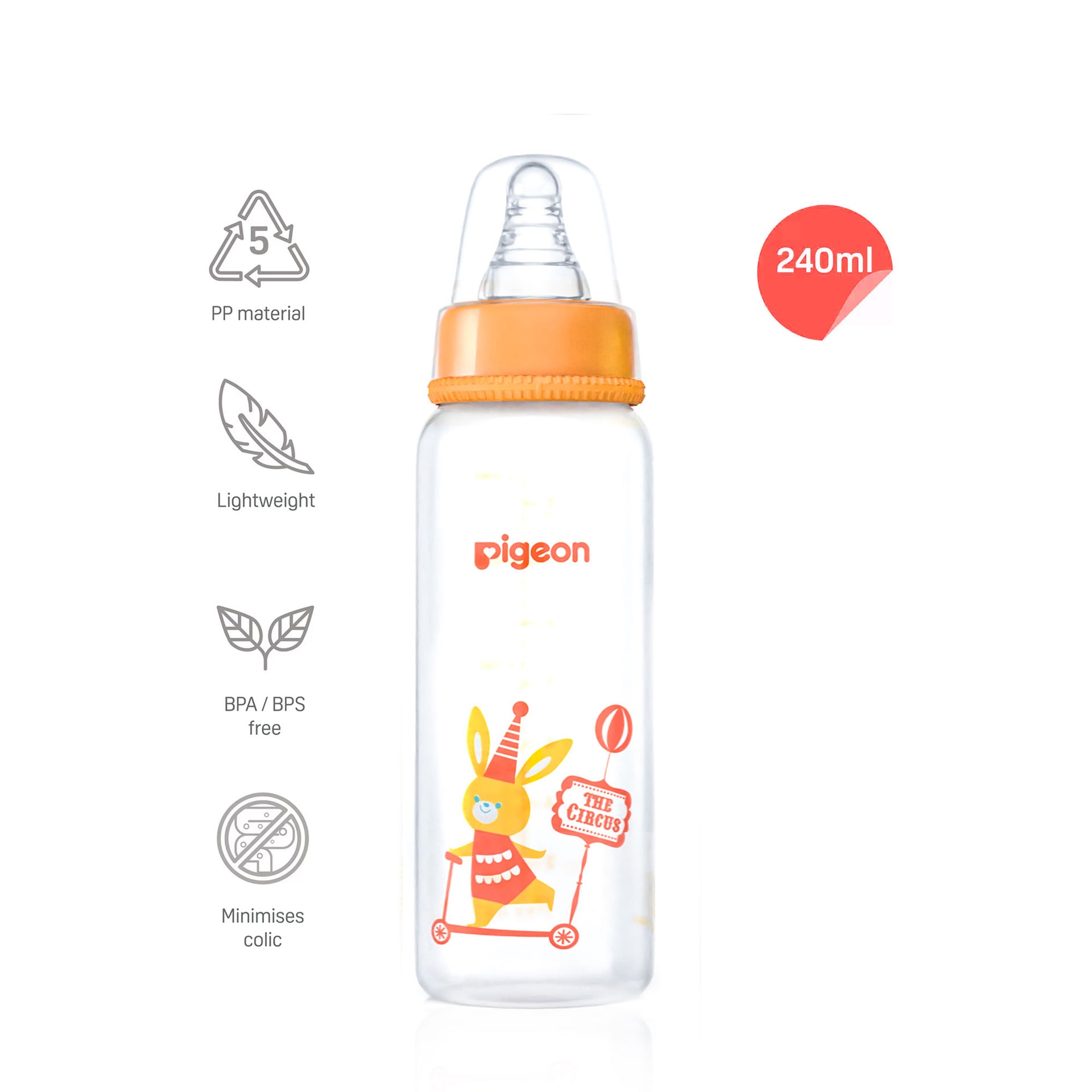 Peristaltic Clear Nursing Bottle Rpp 240ml L