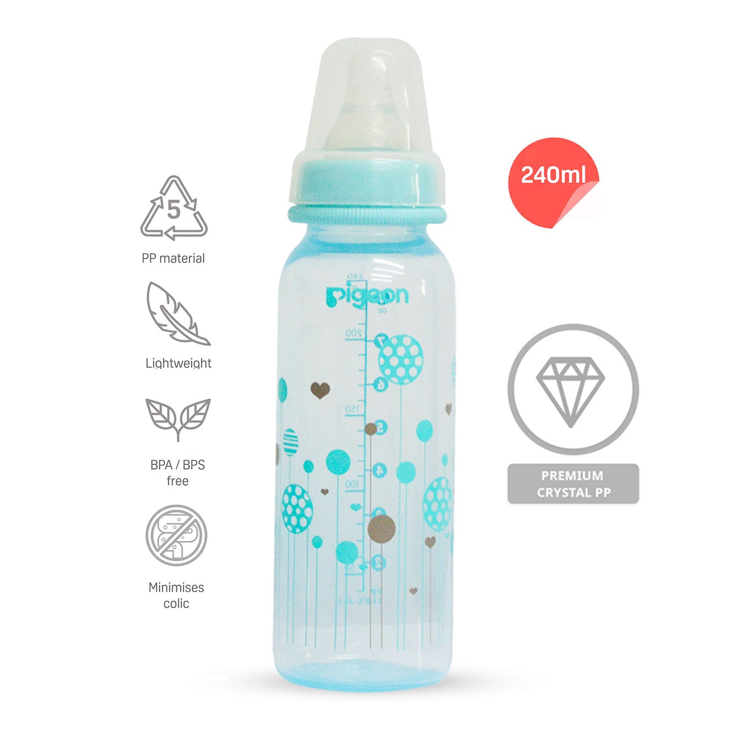 Peristaltic Clear Nursing Bottle Rpp 240ml Abstract