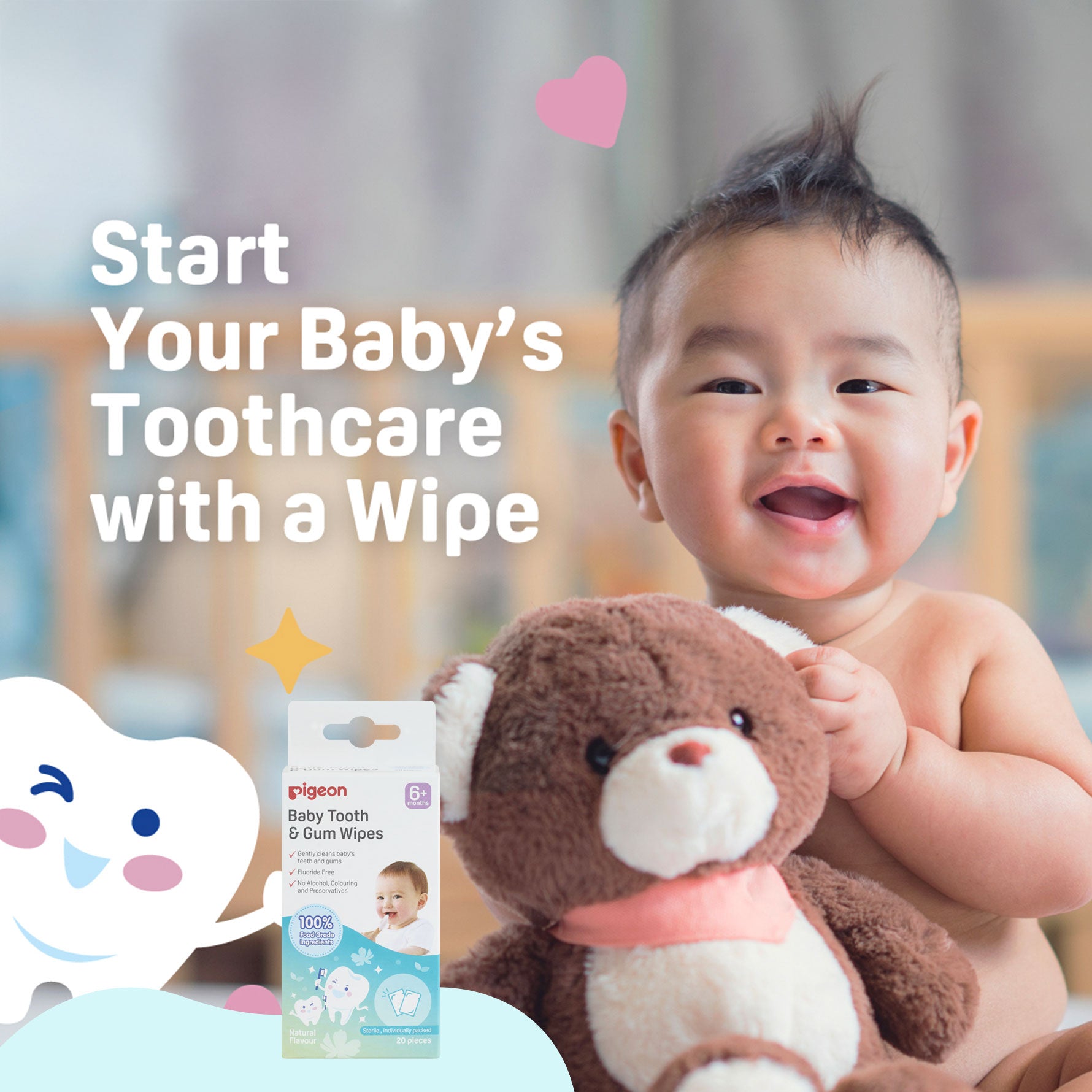 Baby Tooth & Gum Wipes Natural 20s (EN)