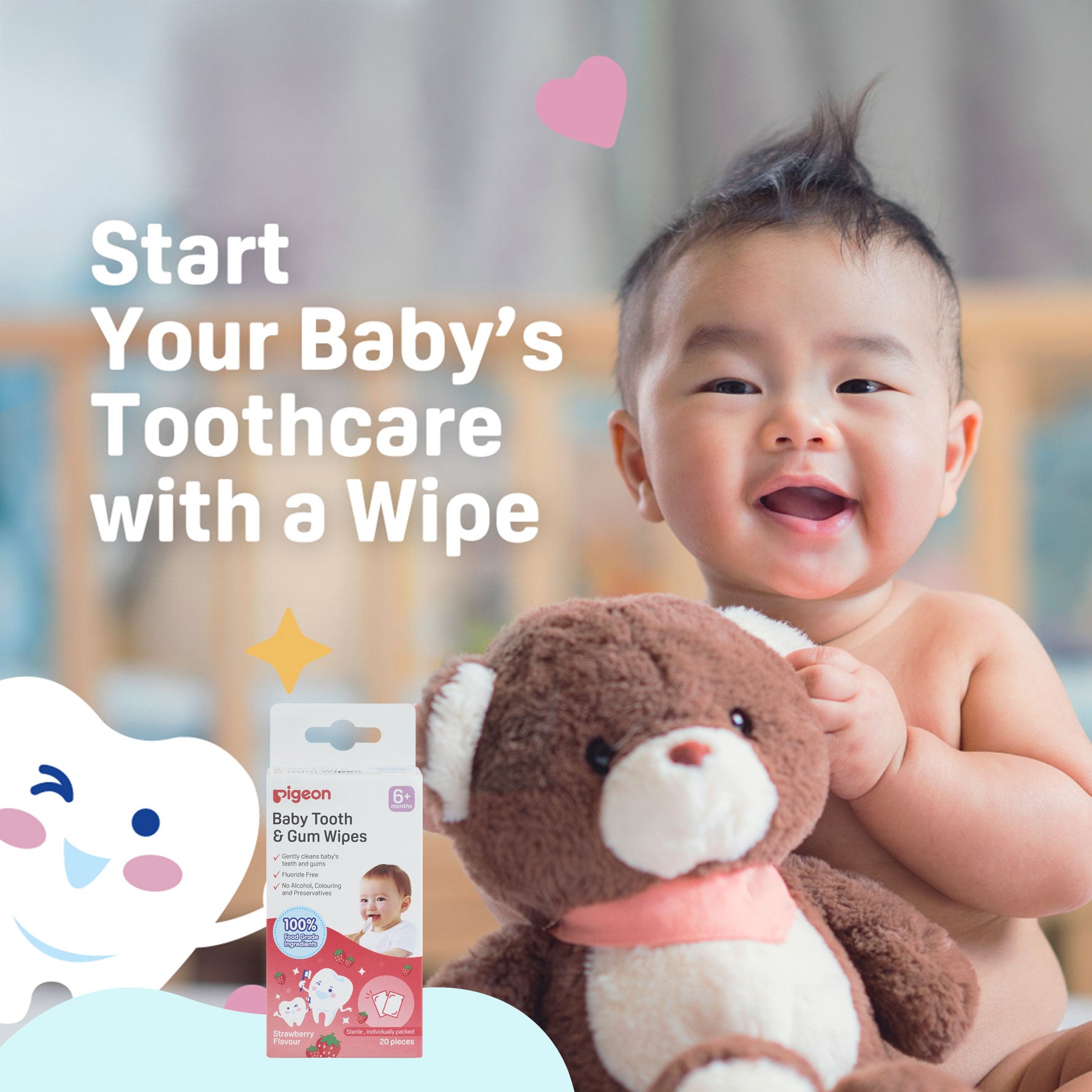 Baby Tooth & Gum Wipes Strawberry 20s (EN)