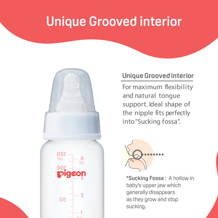 Pigeon Peristaltic Nursing Bottle Rpp 120ml (White) Nipple S