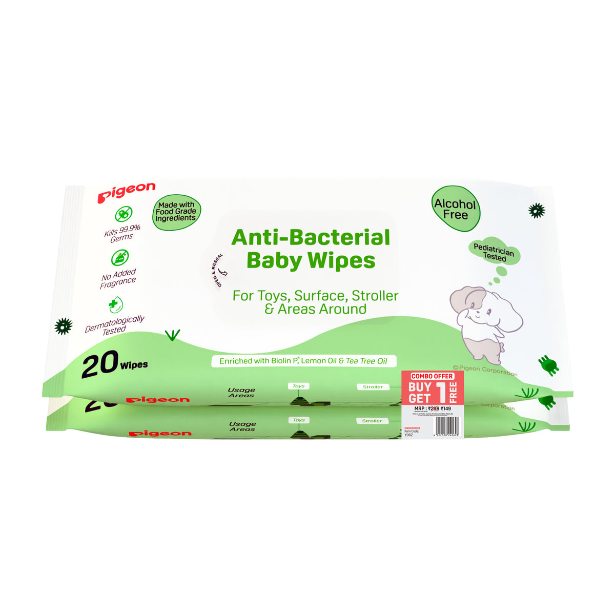 Pigeon Antibacterial Baby Wipes Buy1 Get1