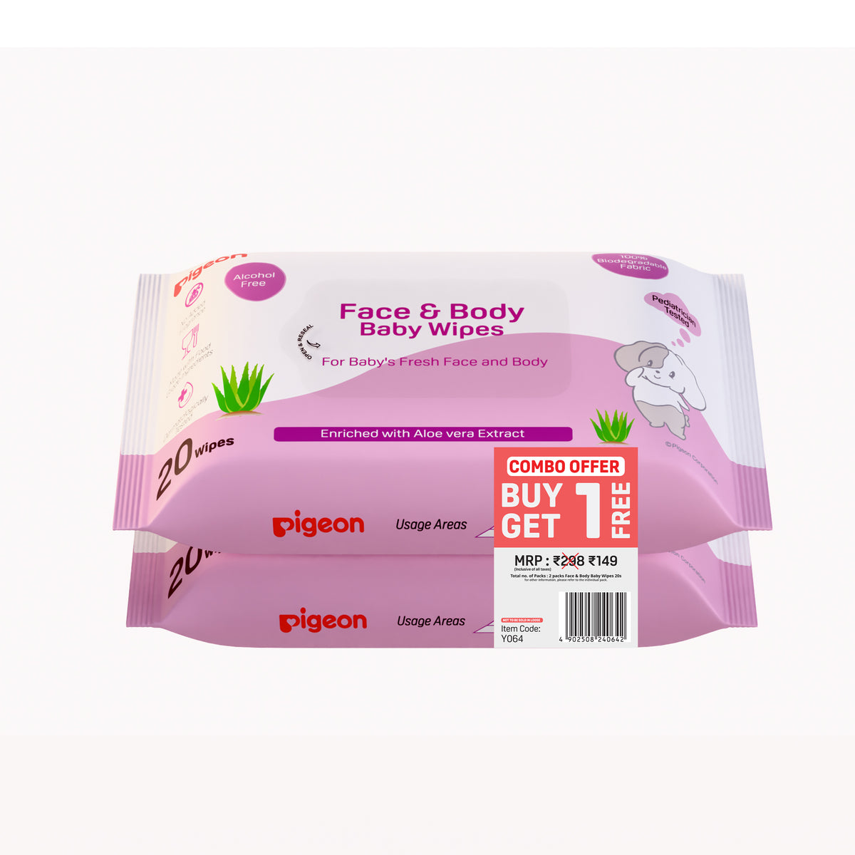 Pigeon Face & Body Baby Wipes Buy1 Get1